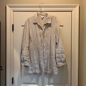 J Jill button linen down shirt